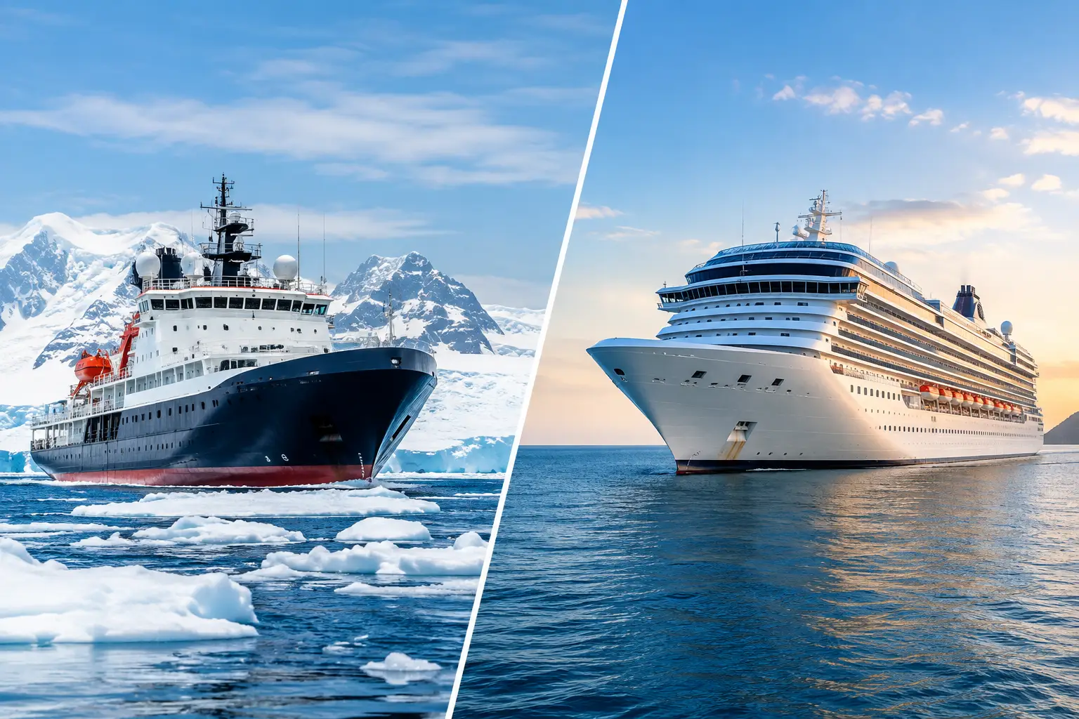 Navio polar versus cruzeiro de luxo